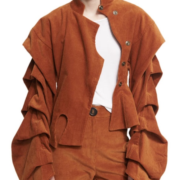 A.W.A.K.E Mode Women Size 36 Octopus Rust Corduroy Jacket Cotton Button Front - Picture 2 of 14